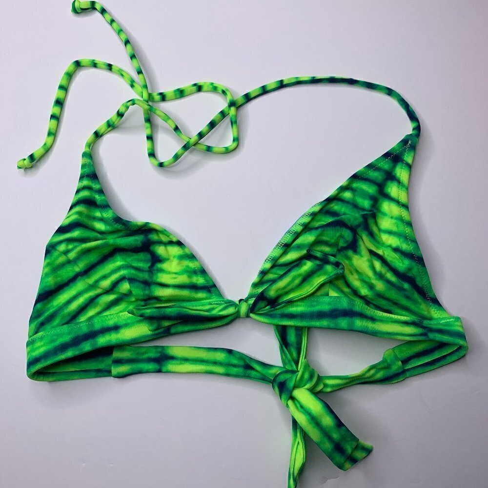Victorias Secret Green Striped Triangle Bikini Top